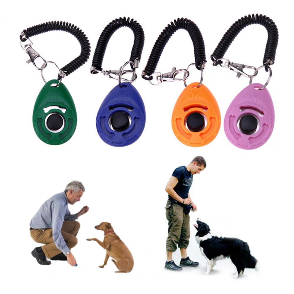 Pet Trainer Elastic Dog Training Clicker Indoor Outdoor Pet Puppy Kitten Cat Training Clicker Trainer Animal Trainer Wrist Strap