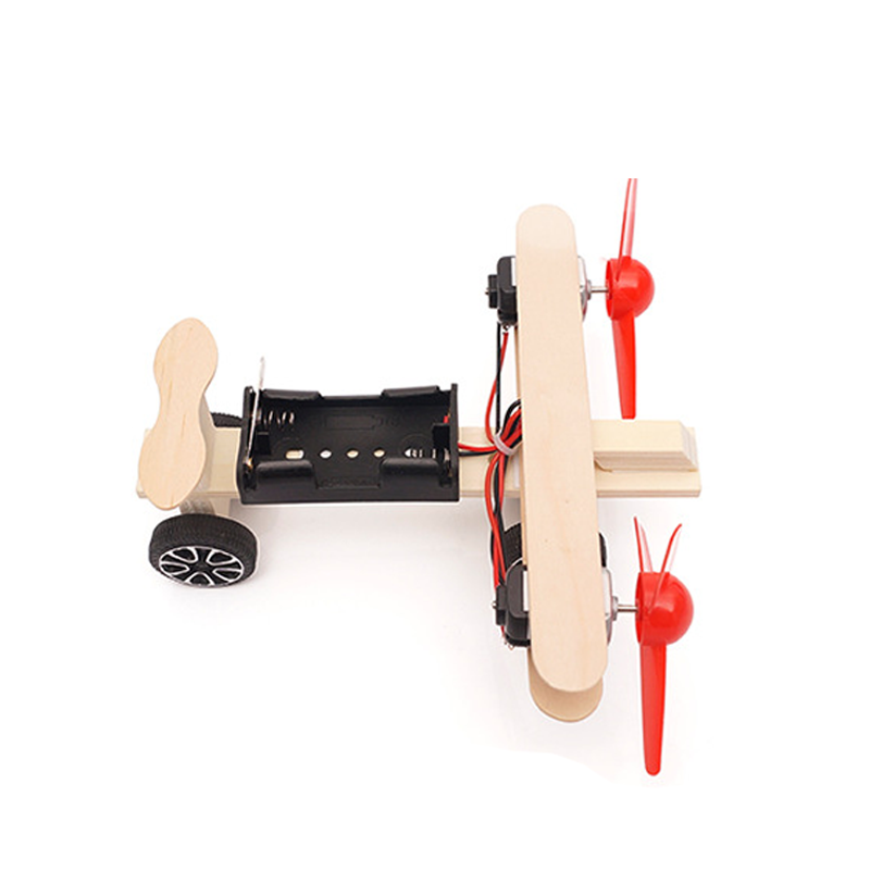 DIY Twin-engine Taxiing Aircraft STEM Technologia Science Experimental Tool Learning Educational Wooden Puzzle Games for Kids