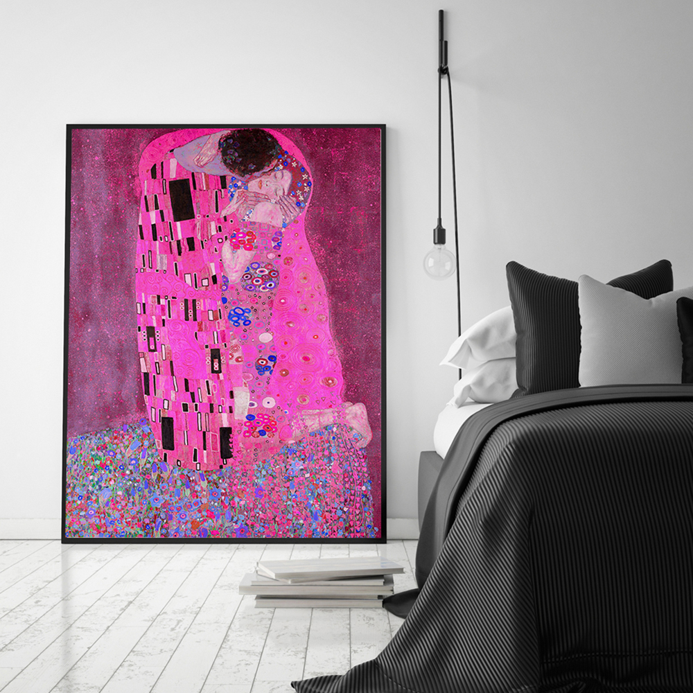 Galleria a tema rosa Stampe eclettiche stampe eclettiche Van Gogh Klimt Art Poster Canvas Dipinto Vibrant Artsy Wall Picture Dispent del soggiorno