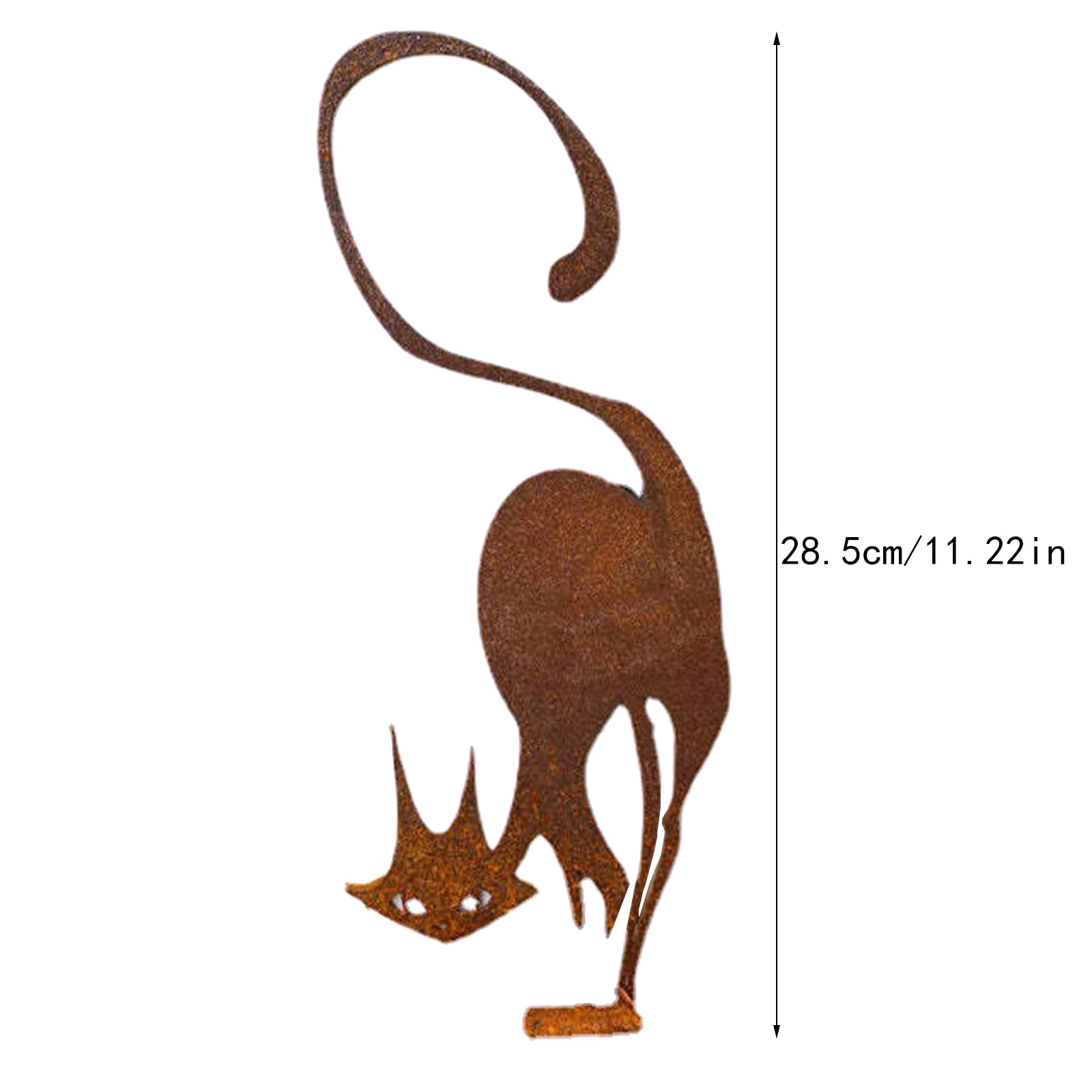 28cmさびた金属猫シルエット庭の装飾キツジョウセルのフェンストッパーガーデン彫像ステークアートメタルヤードガーデンデコレーション