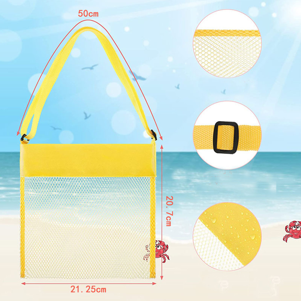 Barn Proteable Mesh Bag Sand Away barnleksaker förvaringspåsar pojkar flickor som simmar liten strand eko väska kvinnor kosmetisk makeup väska