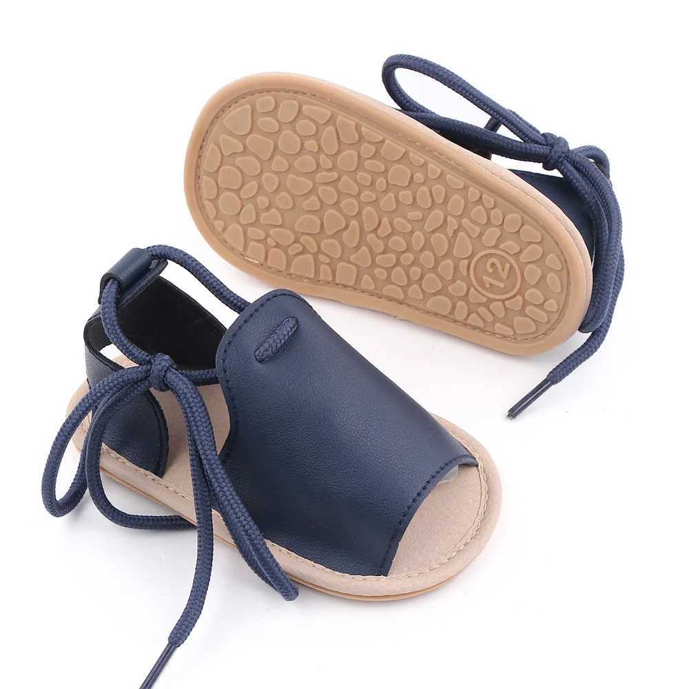 Sandalet yaz yeni erkekler sandalet moda kız bebek mokasenleri bebek ve yürümeye başlayan çocuk ilk adım walker bebek deri neopren kauçuk yumuşak taban bebek ayakkabıları j240410