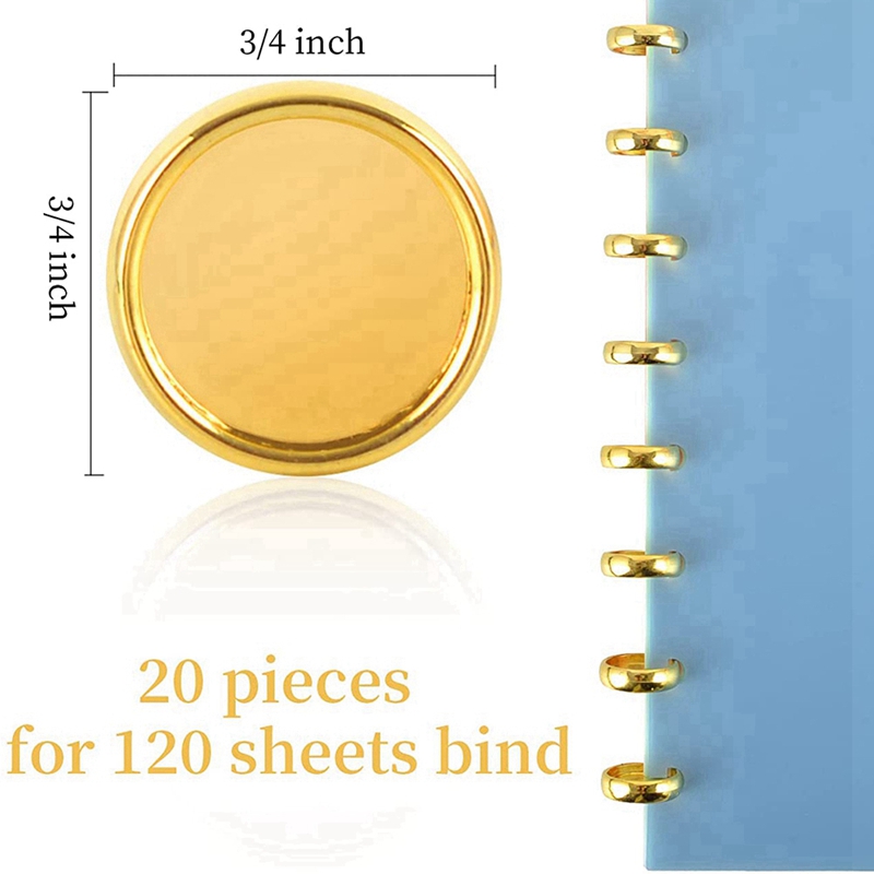 20 stuks gouden schijven bindmiddelringen plastic boekbindende schijven voor notebook- en plannerscrapbooking zilver