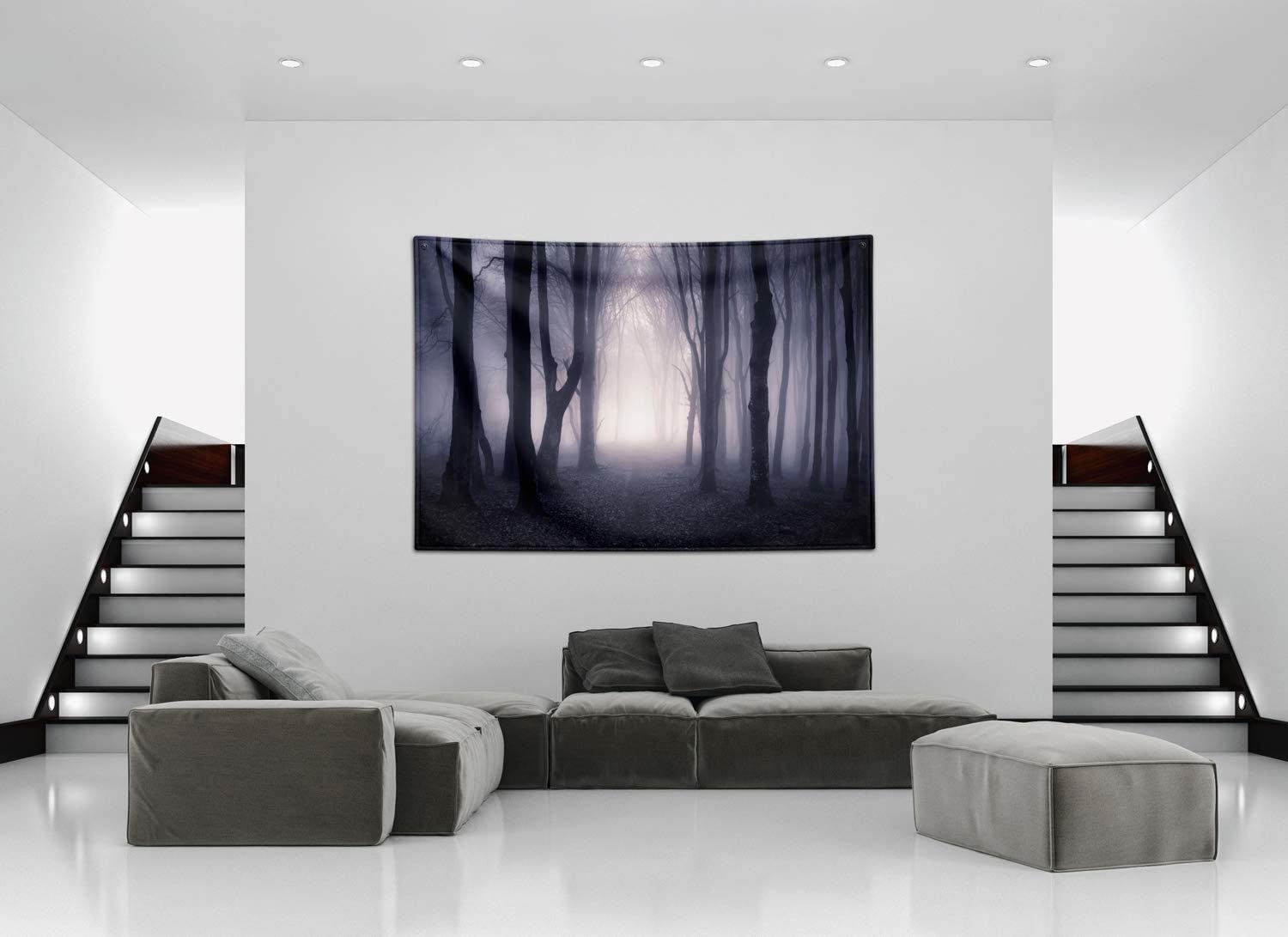 Mury Forest Tapestry Mur suspendu effrayant fantasme Foggy Forest Force Dark Fantasy Woods paysage décor gothique tapisserie