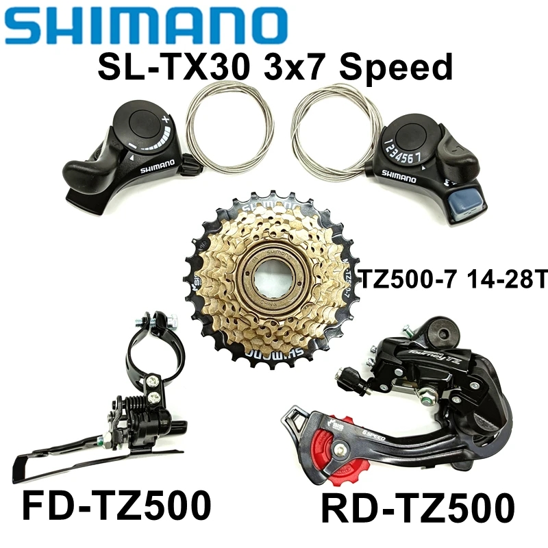 Shimano Tourney SL-TX30シフターレバーTX30 3x7スピードTZ500-7 14-28T CASSETTE RD-TZ500リアデレイラーFD-TZ500フロントデレイラー