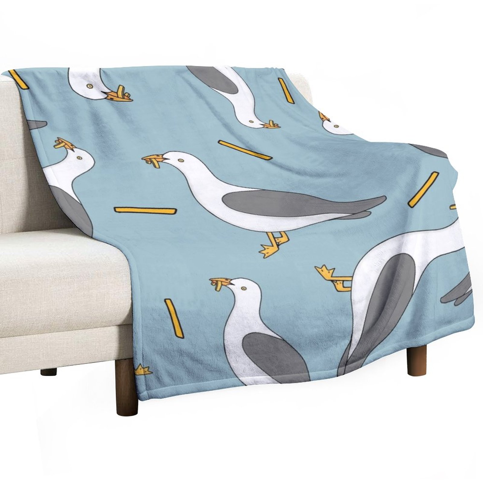 Seagull and chips Throw Blanket Comforter Blanket Stuffed Blankets Personalized Gift Giant Sofa Blanket