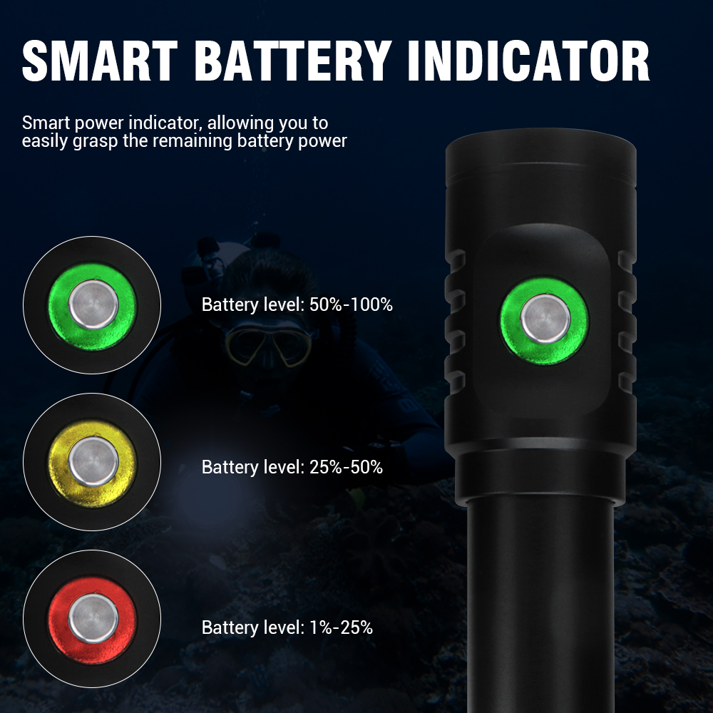 BORUIT M54 LED SCUBA DIVING FILLLIGHT SUPER LJUS 1000LM IPX8 Vattentät dykfackla under vattnet 80m Spearfishing Dive Lantern