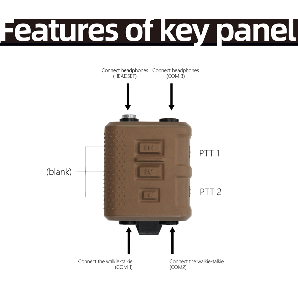 Krydex FCS V60 PTT Tactische zenderontvangerconnector voor AMP COMTAC III Headset Headset 6 -pinadapterkabel KN6 tot U174/U