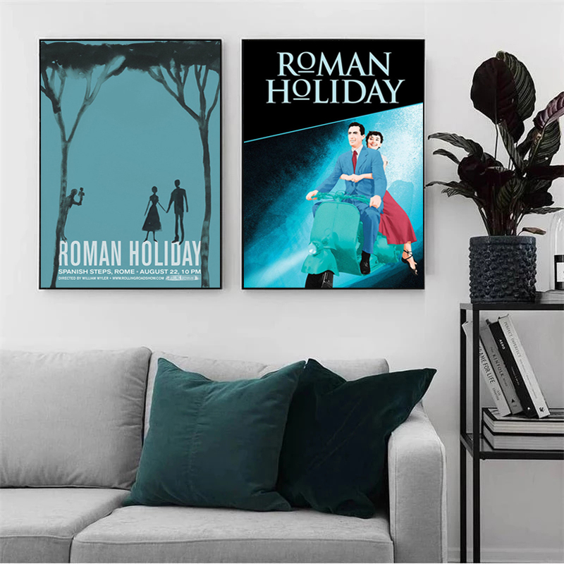 Hepburn Roman Holiday Classic Movie Affiche et imprimés Art Wall Picture Toile Peinture pour Hotel Bar Cafe Living Room Home Decor