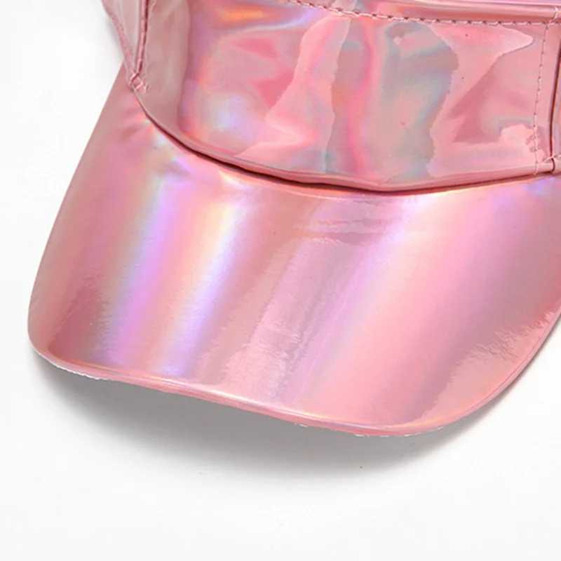 Visors Golpas de pelota Gradiente láser brillante Pu cuero para mujer Sumen Summer Gap de visor de visor plateado de oro rosa blanco 24412