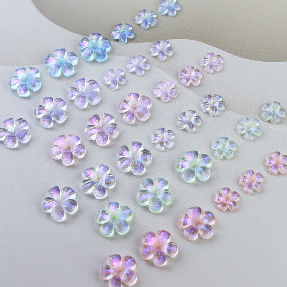 Aurora Acrylique Fleur Bubble Glass Beads ACCESSOIRES DE RÉSIN