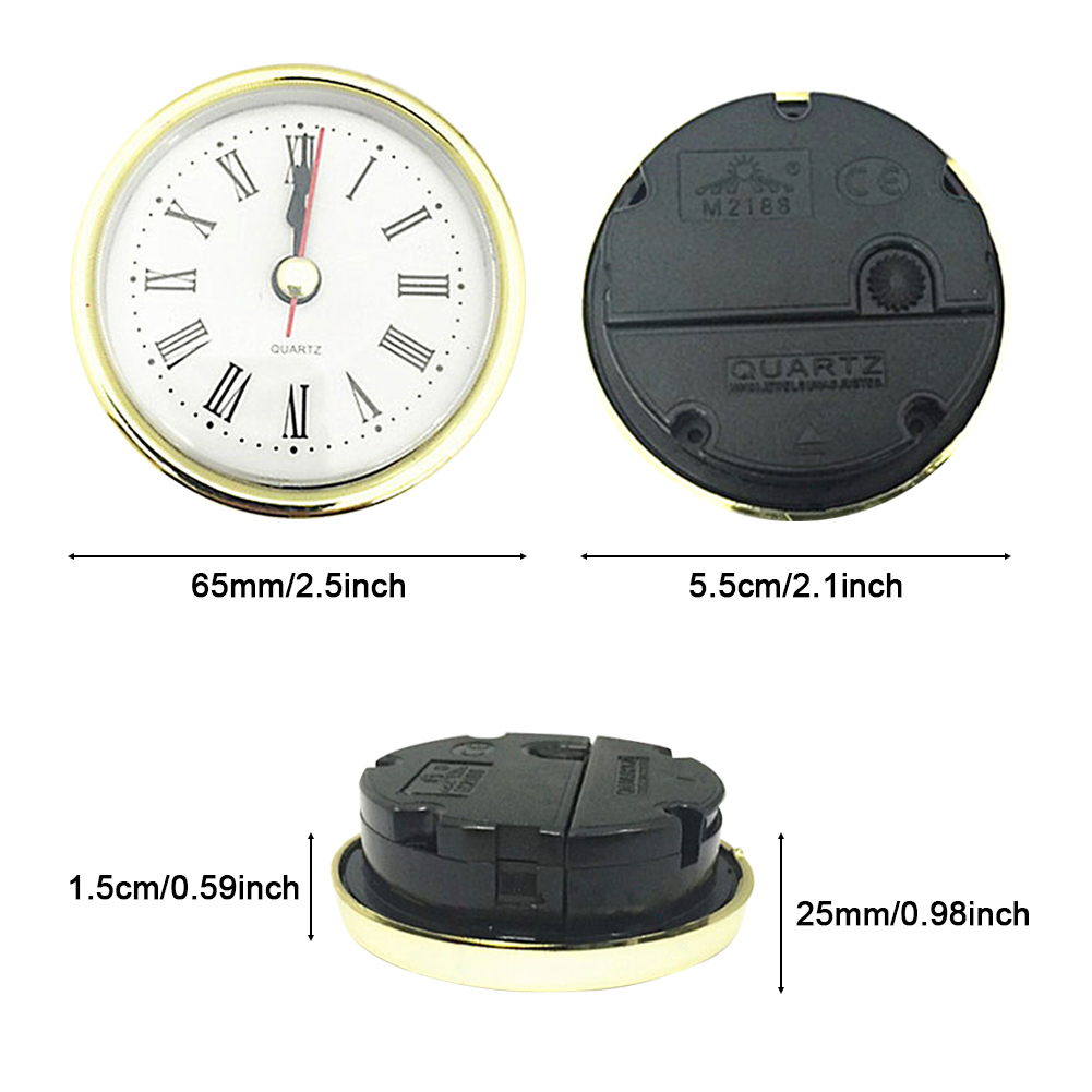 Mouvement de quartz d'artisanat classique 90 mm / 65 mm horloges rondes insert numéro romain petite horloge