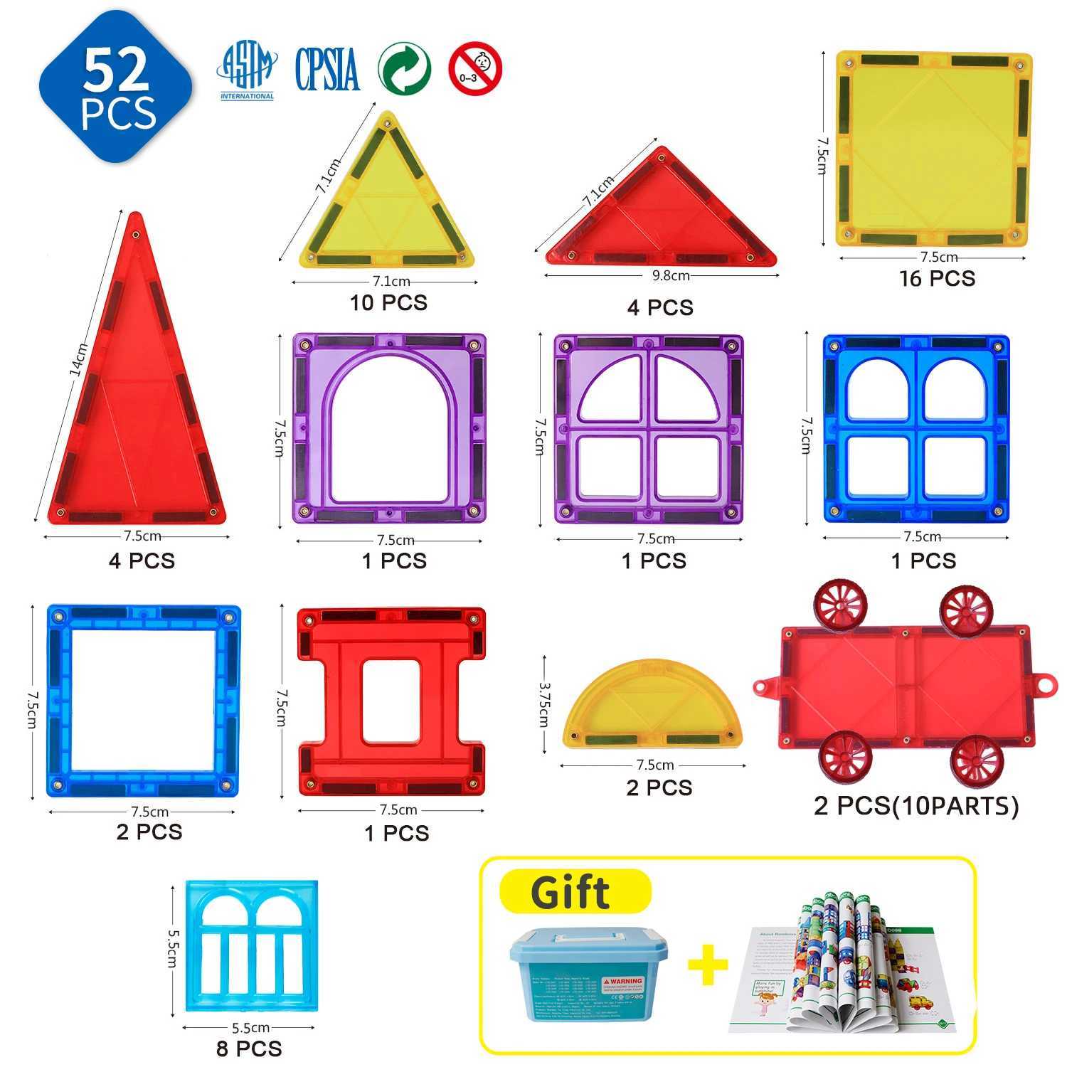 Decompression Toy Blocks Romboss 7.5cm Magnetic Construction Building Blocks Sets Montessori Educational Toys Christmas Gifts for Puzzle Building 240412