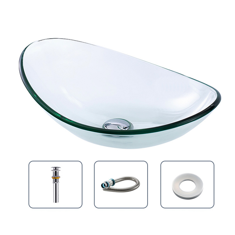 الحمام Washbasin Contertop Gash Sink Sanitary Ware شفاف بالوعة الحوض في فندق Nordic Art Basin مع صنبور الشلال