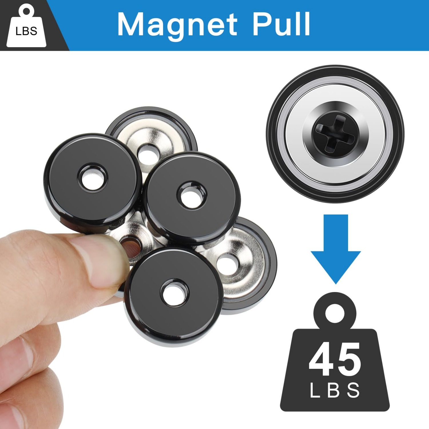 1/2/Black Neodymium Magnet Strong Pot Magnet Countersunk Round Super Powerful Strong Permanent Magnetic Disc Fridge Magnets