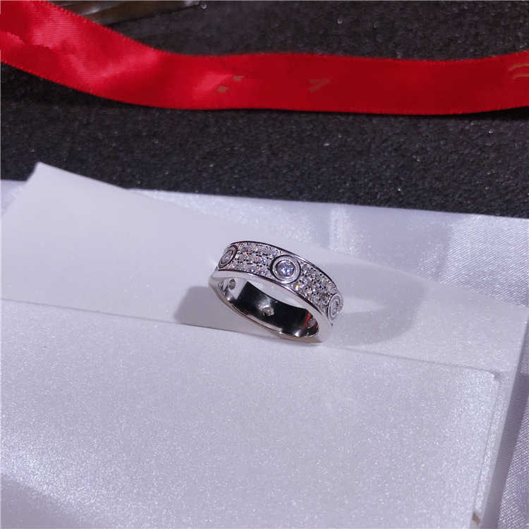 High end designer rings carter S925 sterling silver sky star ring slightly inlaid with diamond fashion classic wide version 3row diamond ring couple womens jewelry