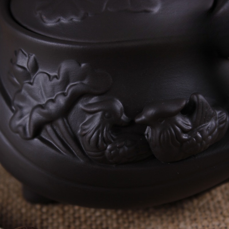 Authentic Tea Set with Water Pot, Large Tea Making, Purple Clay, Mandarin Duckplaying with Water