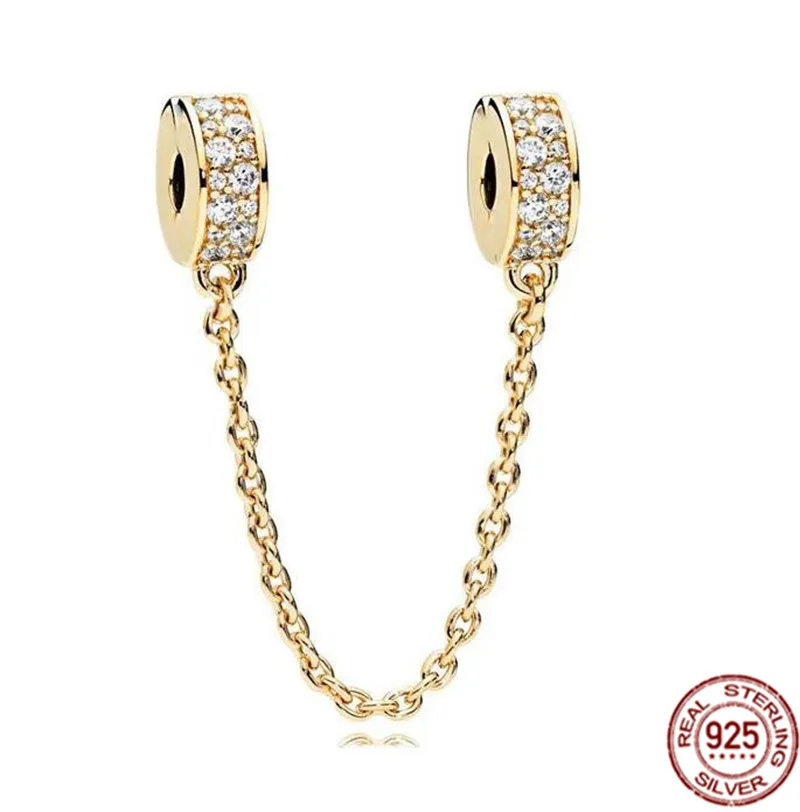 925 Sterling Silver Original Gold Sparkling Love Stamp festlig Bell Dangle Charm Bead Fit Armband Jewelry Gift Free Frakt