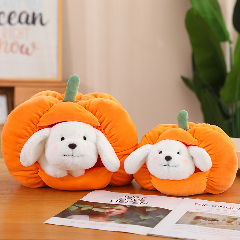 Chat gris créatif en citrouille nid de chien de chien blanc en peluche jouet halloween décor de vacances décor