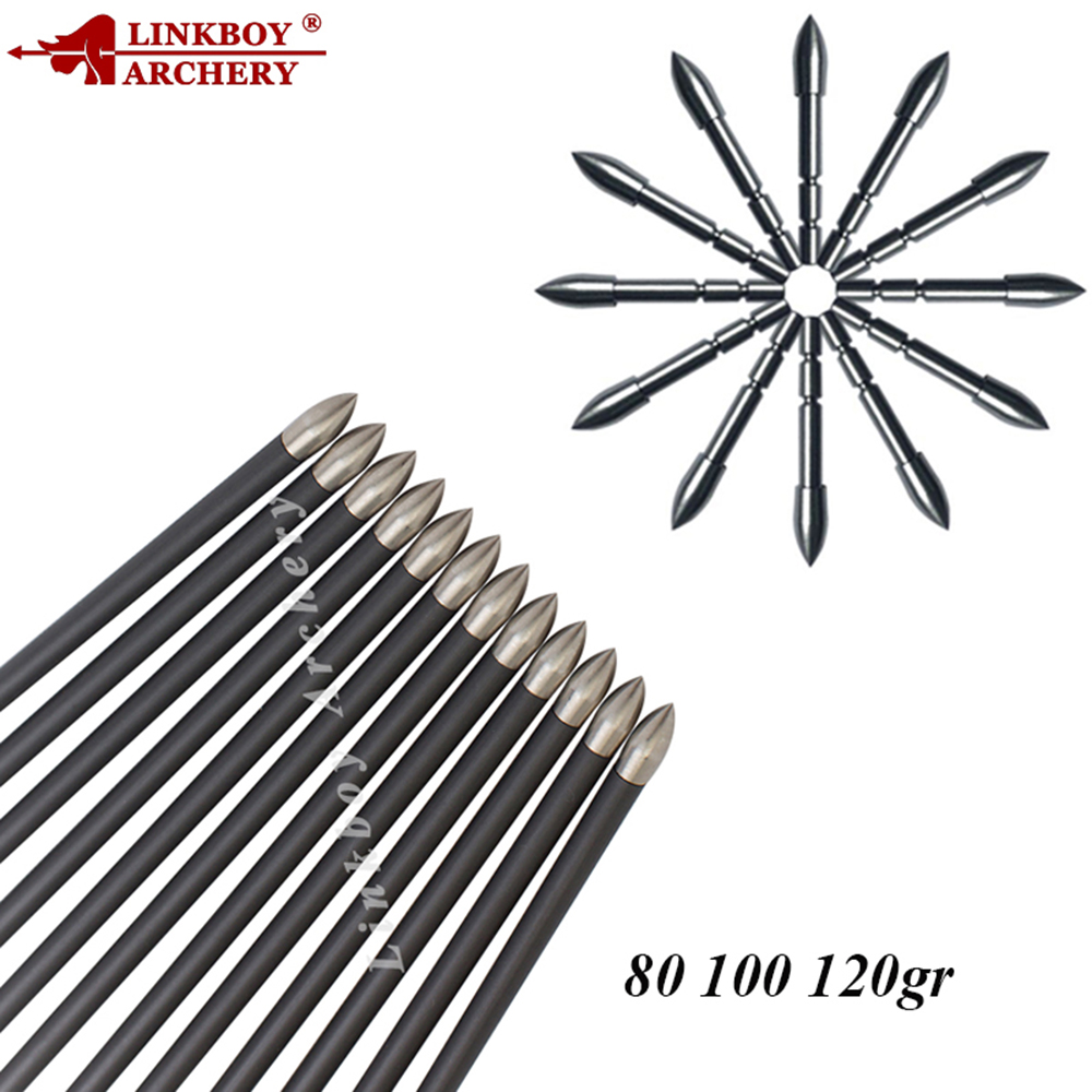 ID4.2mm Broadheads Arrowhead 80gr 100gr 120gr OD 5.4-6.2mm Tips for Recurve Bow Hunting Archery Accessories