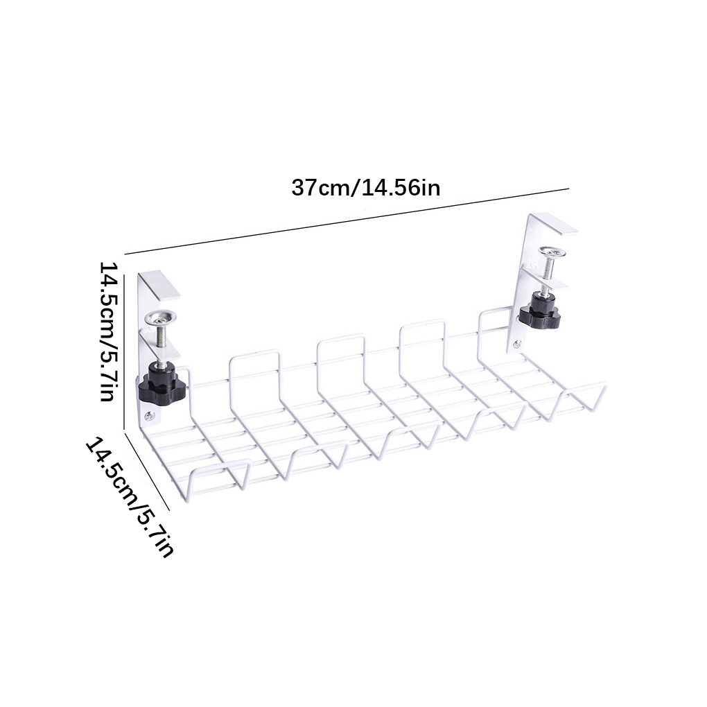 Trådkorghylla under bord kabel lagring rack skrivbord botten socket hantering magasin arrangör hållare låda hem vit