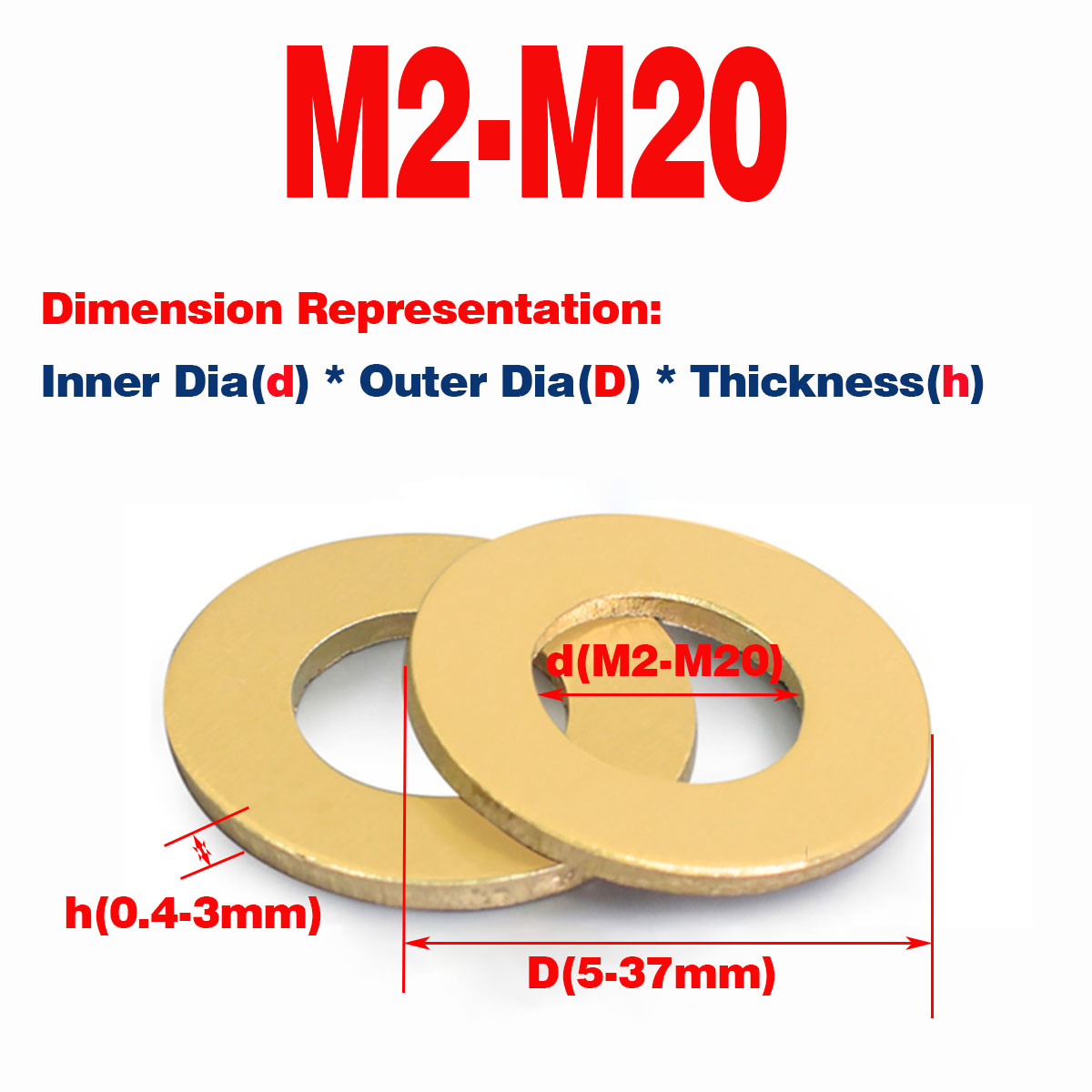 Élargissement de la rondelle plate circulaire en laiton élargi M2-M20