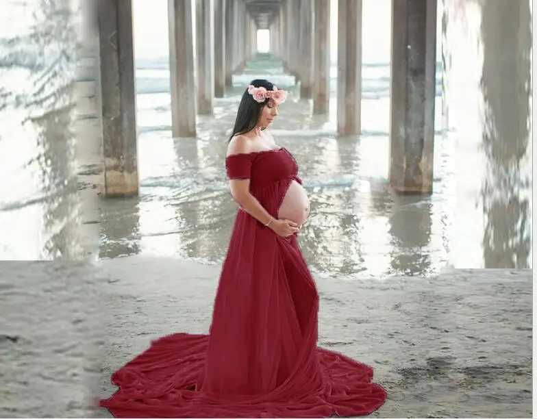 Maternity Dresses Sexy pink Maternity Dresses For Photo Shoot Chiffon Pregnancy Dress Photography Short sleeve Dresses For Pregnant Women Clothes 24412