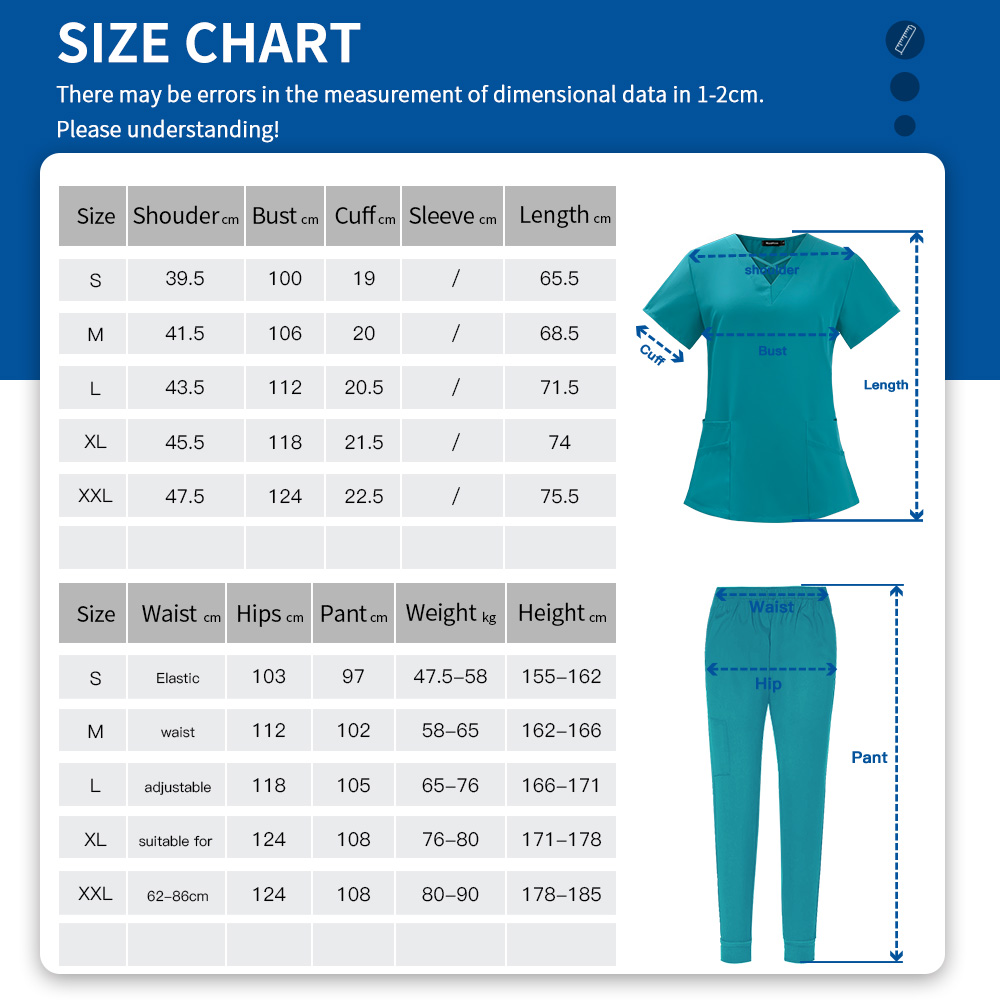 Vérification de la santé Scrubs uniformes Femmes Couleur solide Pet Douletage Travail uniforme Set Nutritionnist Work Costumes à manches courtes