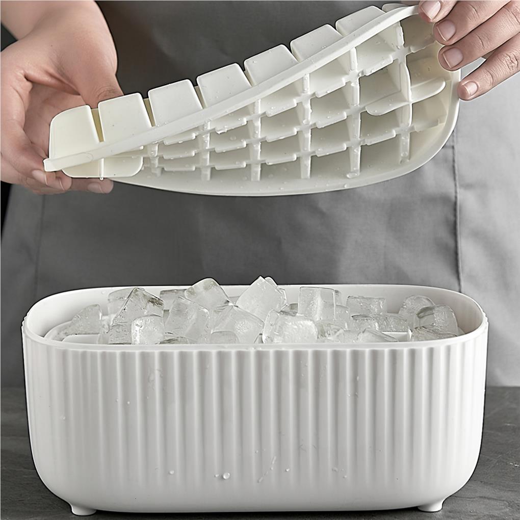 Eisschalen mit Eiswürfel Aufbewahrungsbox 32-Ice Cube Tabletts mit Deckel Lebensmittelqualität PP Eiswürfelform für Home Drink Shop Café Café