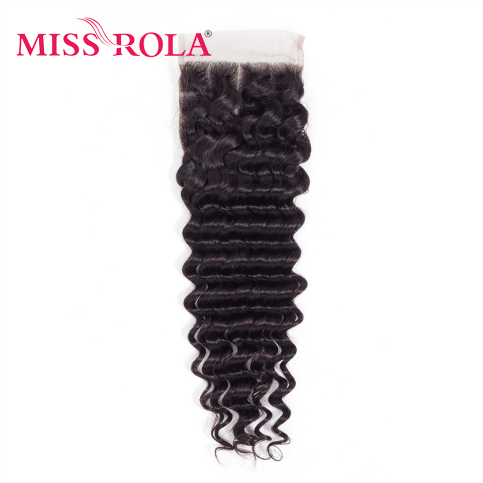 Miss Rola 4x4 Wave Deep Water Wave Human Hair Chiusure Natural Color Natural Remy Wave Closure con i capelli bambini Prenissi