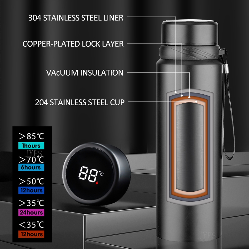 1000 ml Smart Thermos Bottle Håll kall och varm flasktemperatur Display Intelligent Thermos för vattente Kaffe Vakuumkolvar