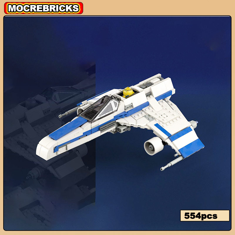 Space War MOC New Republic Combat Wing Fighter Spaceship Building Blocks Interstellar Fighter Model Bricks Toy Children's Gifts