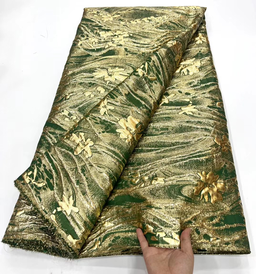 Tecido de renda de brocado africano Jacquard, pano floral nigeriano 3D, tecido francês de organza, material de mulheres, novo design, 5 yard, 2024