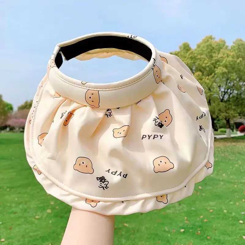 Visors Wide Brim Hats Bucket Hats Korean Kids Large Brim Hat Children Outdoor Sun Hats Foldable Portable Caps Cute Cartoon Hat Summer Hat for Kids Girl Caps 24412