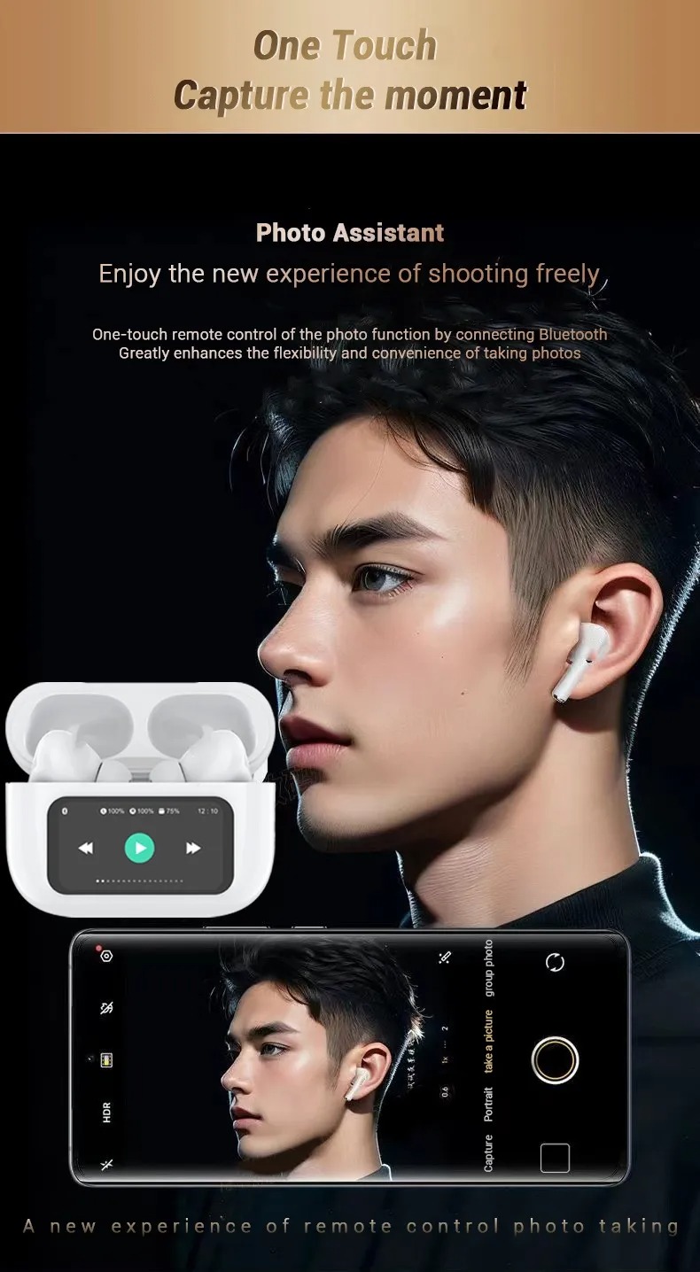 Voor ANC Airking Pro Eartelefoon Intelligent kleurenscherm True draadloze Bluetooth -hoofdtelefoons Ruisreductie Earbuds Touch Control Headset voor iPhone Samsung Xiaomi