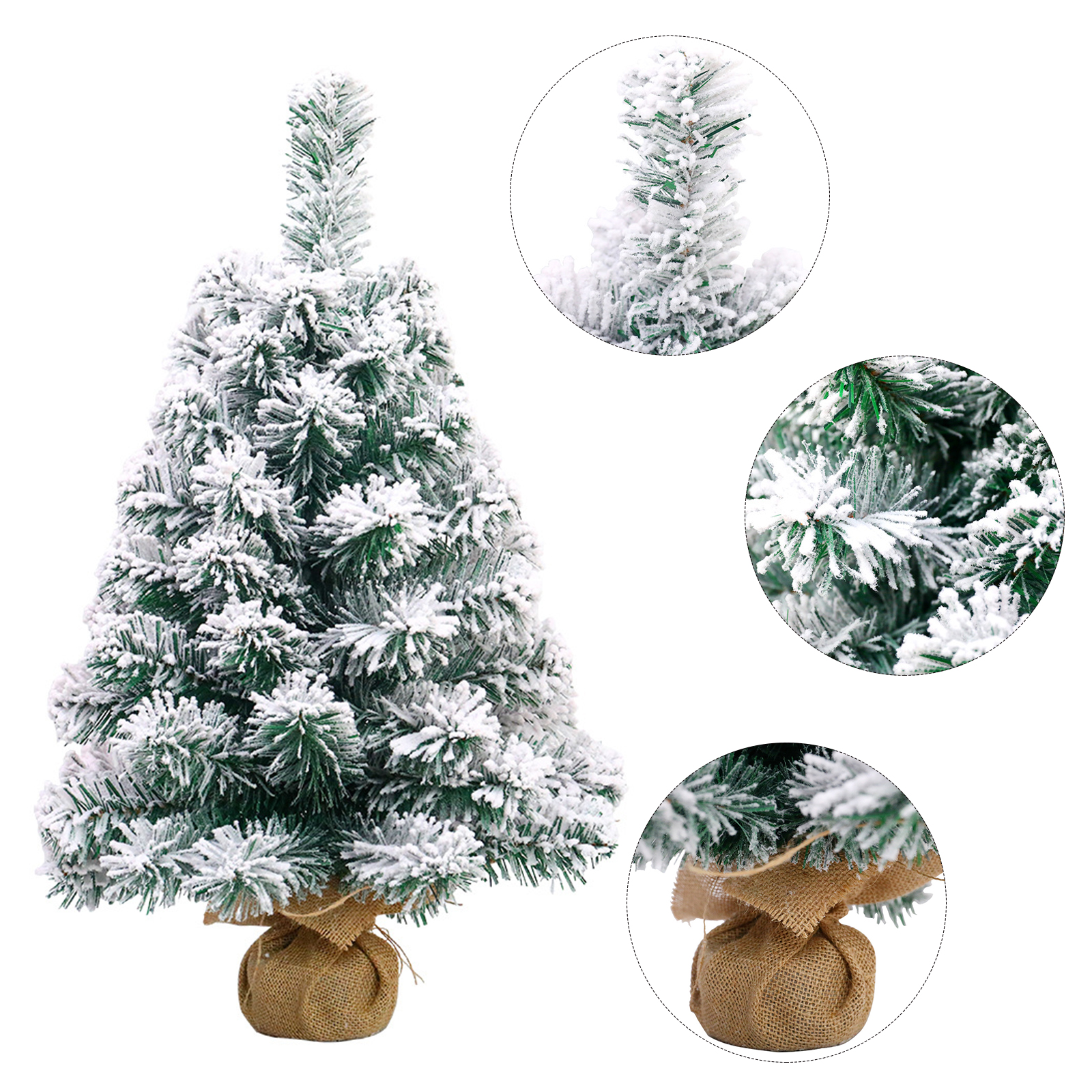 TABLETOP JUL TREE FLOCKING SNOW 45/60 cm Mini Christmas Tree Artificial Tabletop Christmas Tree Ornament för matsal