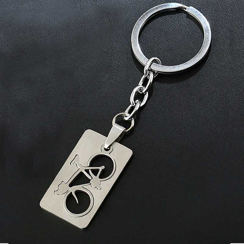 Key Rings Punk Stainless Steel 3D Quadrate Bike Bicycle Keychain Dog Tag Key Chains For Mens Women Bike Lover Gifts Jewelry 240412