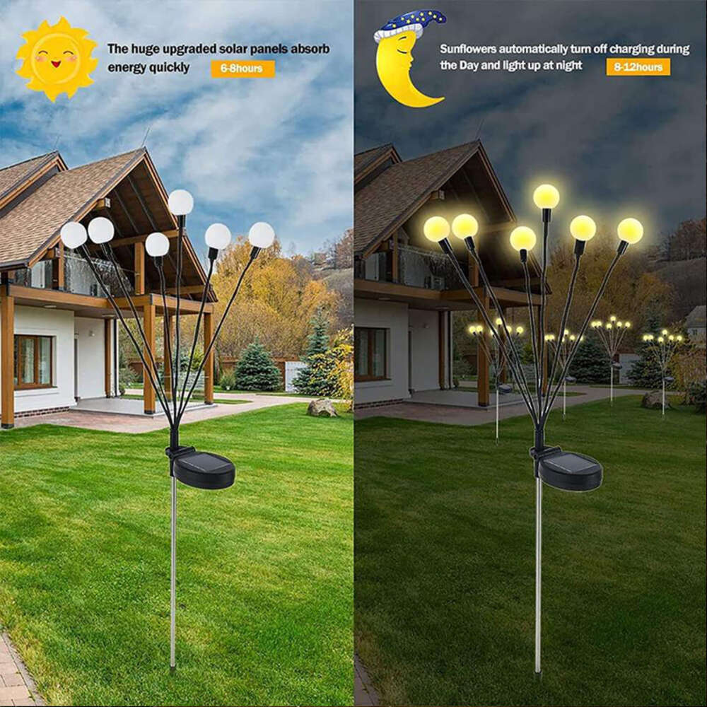 New 1-Solar Firefly Outdoor LED Waterproof Sunlight Powered Landscape Lights Lawn Garden Decor Light