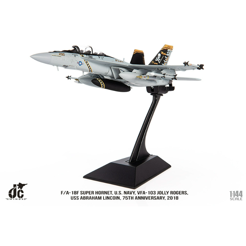 Diecast metaallegering 1/144 Schaal F18F F-18 Super Hornet VFA-103 Fighter Plane Aircraft Aircrane Replica Model speelgoed voor verzameling