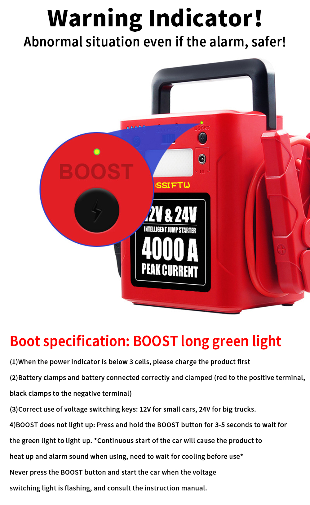 4000A Powerful 12V/24V Jump Starter Portable Power Bank 56000mAh DC-DC Booster Auto Emergency Battery Start-up Car Jump Charger