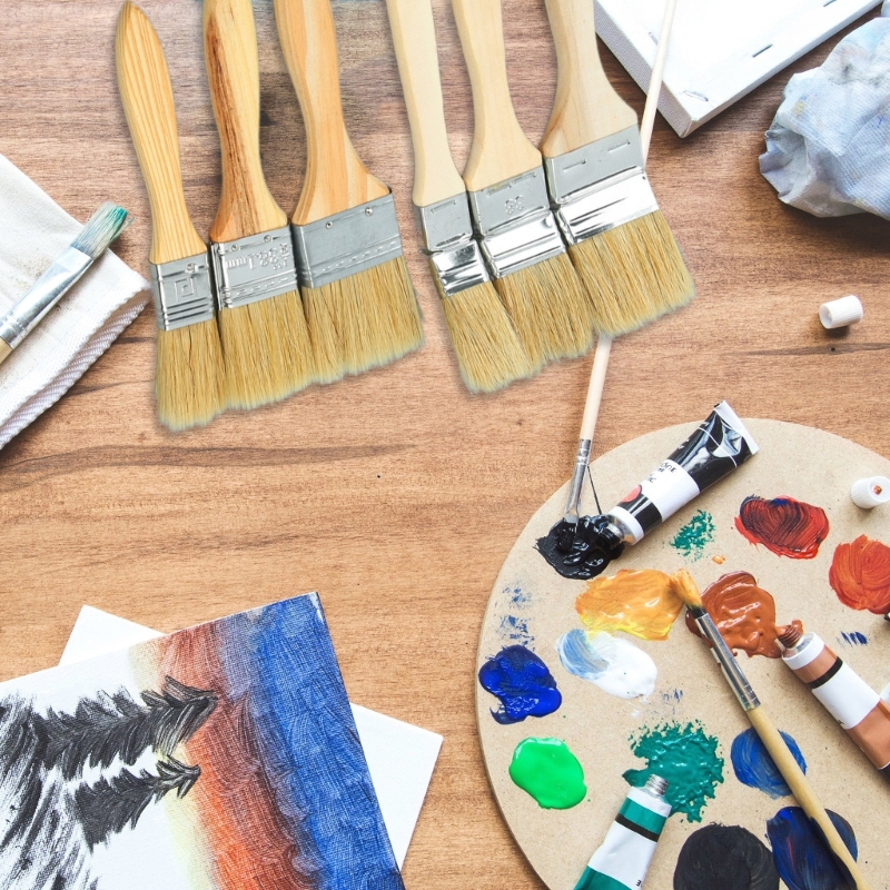 Artist Paint Brushles Paint Borstes Trähandtag för nybörjare Akryl Oljefärg Varning Akvarell Målning