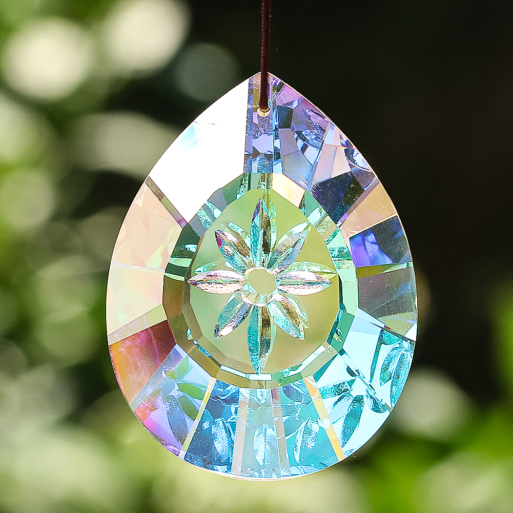 75 mm AB Kolor Snowflake rzeźbiony kryształowy szklany pryzmat żyrandol części Suncatcher wisiorek