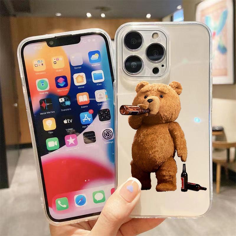 Étui de téléphone clair pour iPhone Apple 14 12 13 Mini 11 Pro se 8 7 6 plus x xr xs max se case Funda Shell Naughty T-Tiddy Bear Couple