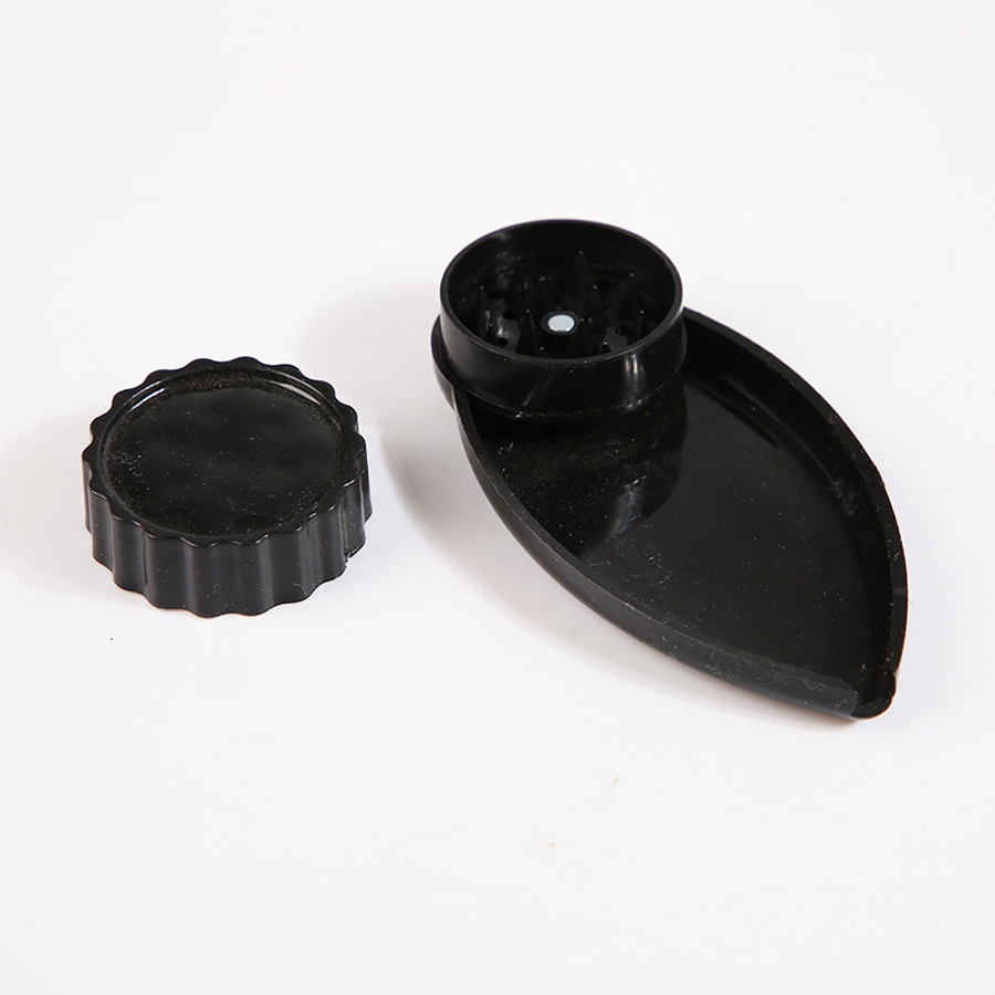 Small Boat Shaped Plastic Cigarette Grinder Funnel Type Plastic Grinder With Tray Tobacco Herb Grinder