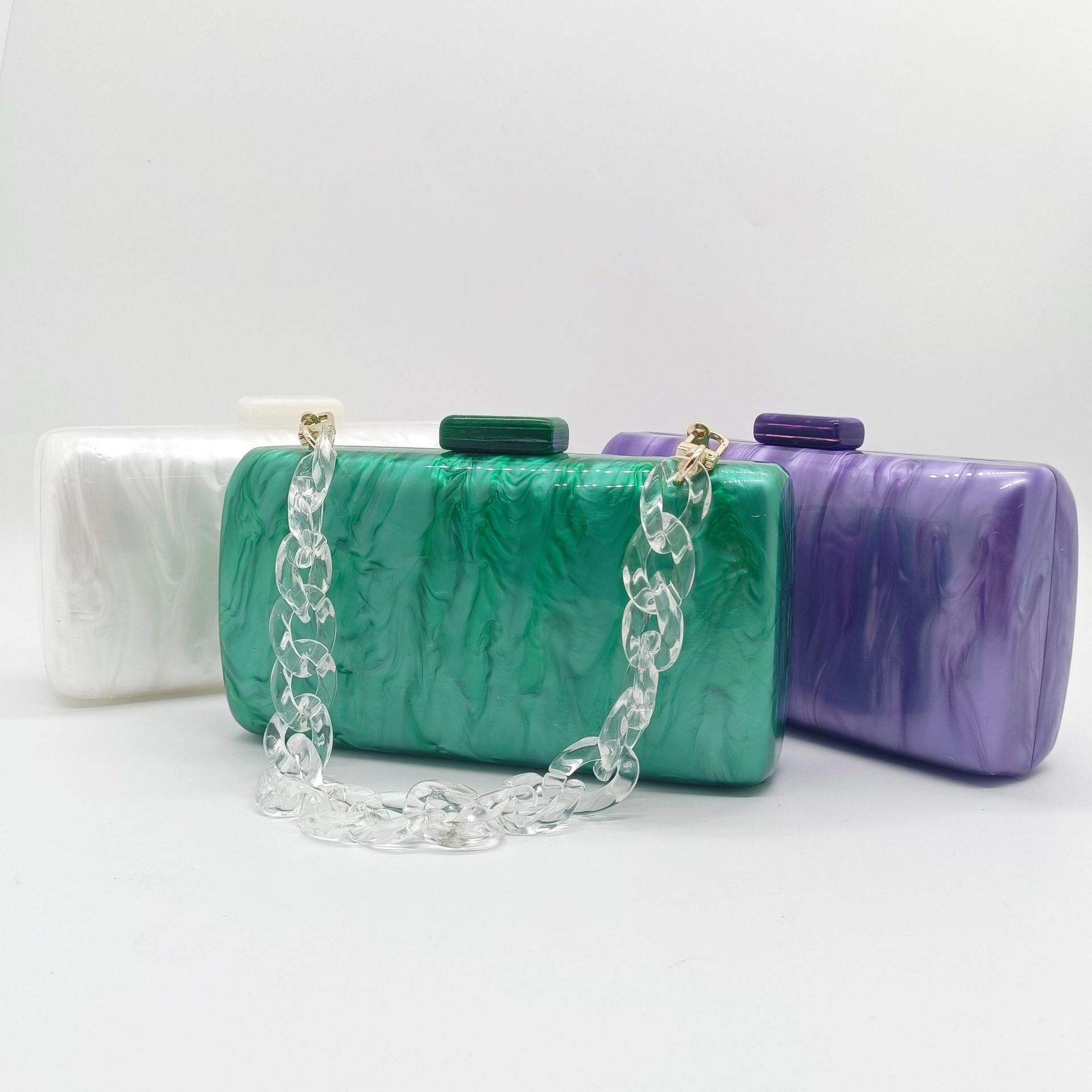 Xiyuan Women Green/Purple/White Acryl Box Abend Kupplungstasche für Hochzeit Neue Luxus -Boutique -Geschenkbaus und Handtaschen Damen Damen