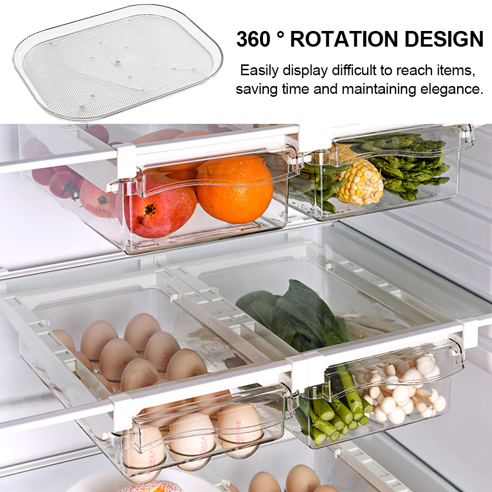 Turntable Organizer For Refrigerator 360 Rotatable Rectangle Storage Rack Clear Turntable Rack For Kitchen Cabinet Table Pantry