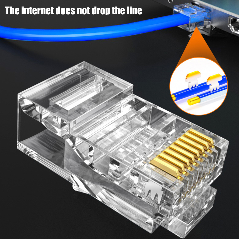 1/Connettore di interfaccia RJ45 cavo Ethernet Wire Testa 8P8C Plug Modulare RJ45 Connettori Cristal Crimpa Gigpa