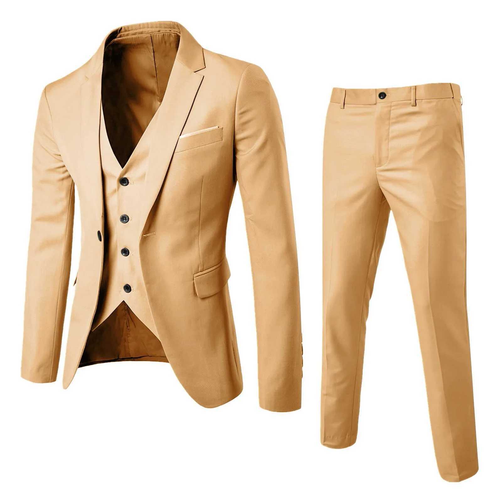 Men's Suits Blazers MenS Suit Slim Suit Business Wedding Party Vest Pants Coat Casual Solid Blazers Coat Jacket Luxury