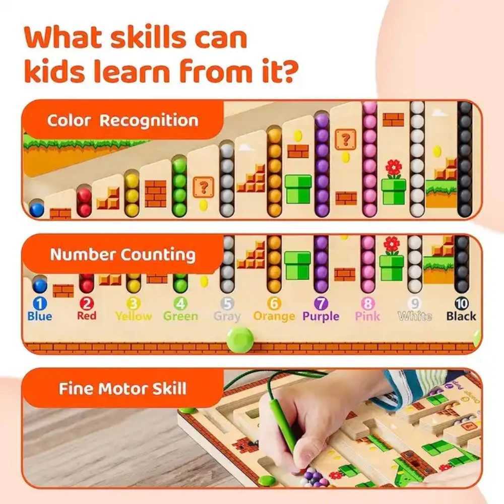 Décompression Toy Enfants Montessori Wooden Toys Couleur magnétique et magazin Maze Montessori Apprentissage Education Toys Couleur Matching Toys for Kids 240413