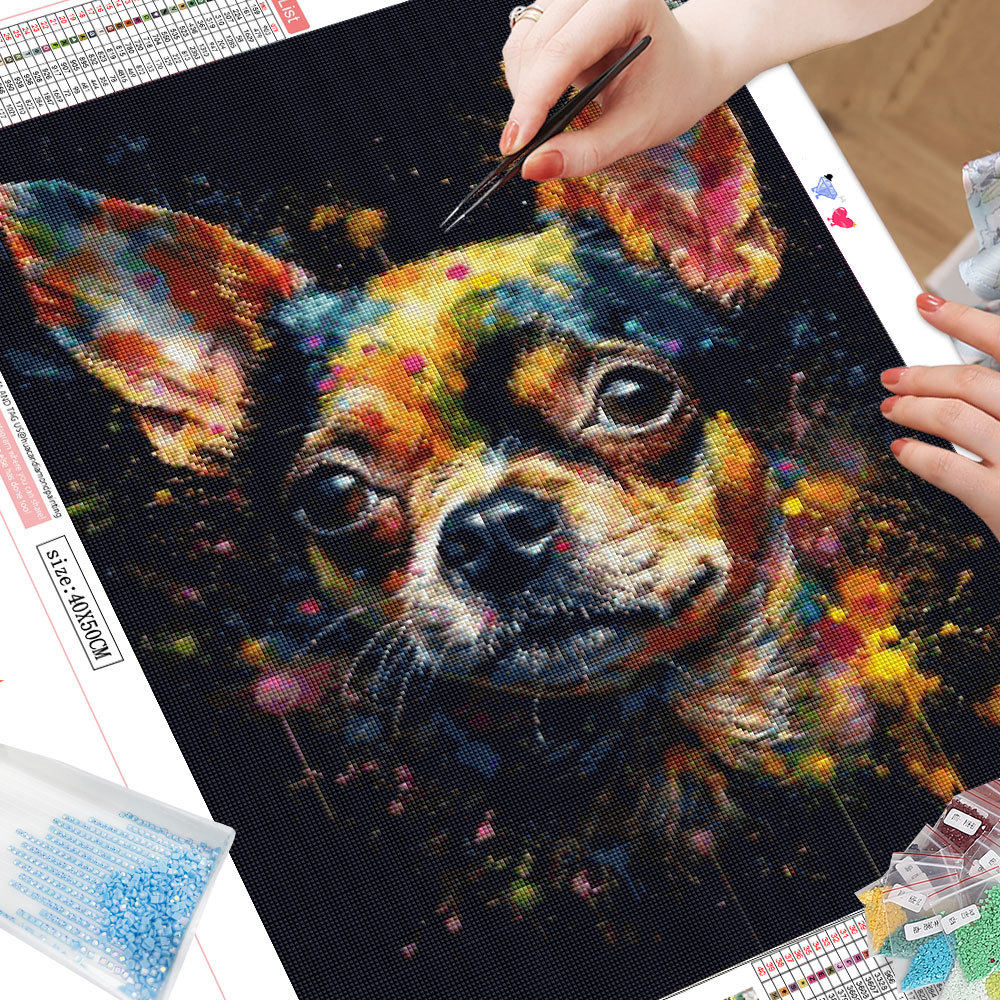 Huacan Diamond Painting Kit Complete Animal Full Square Round Mosaic Dog Painturas decorativas de novos chegados